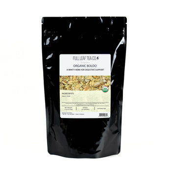 A 1/2 pound bag of Full Leaf Tea Company Organic Boldo Loose Leaf Tea.