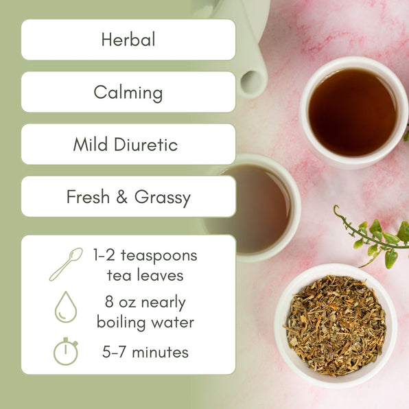 An Infographic description for Organic Chickweed Tea.