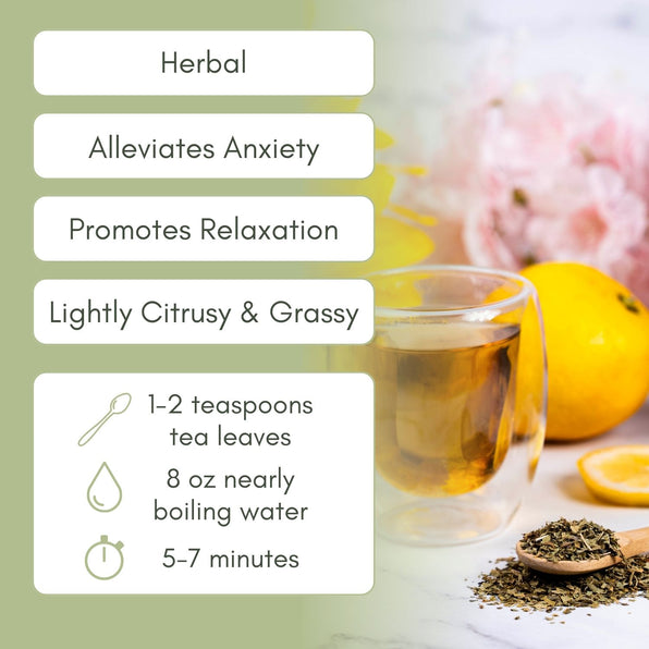 An Infographic description for Organic Lemon Verbena Tea.