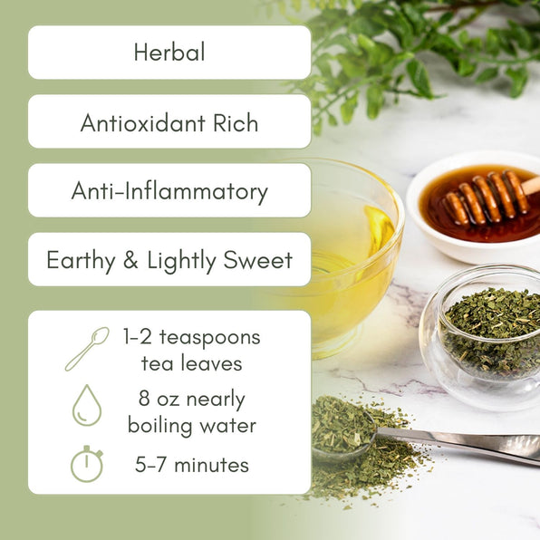 An Infographic description for Organic Nettle Tea.