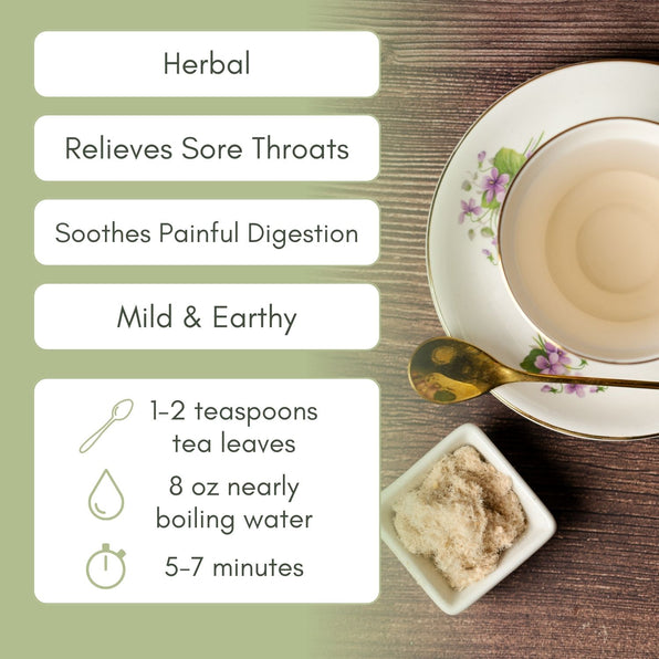 An Infographic description for Organic Slippery Elm Tea.