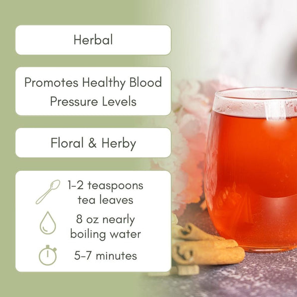 An Infographic description for Organic Blood Pressure Tea.