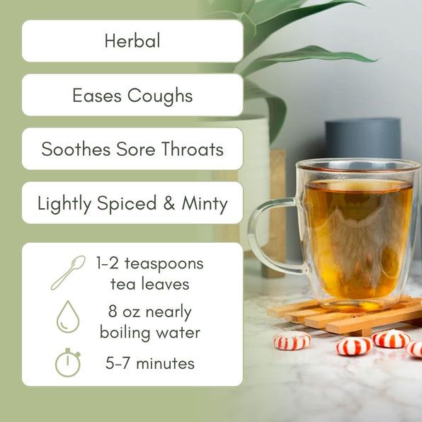 An Infographic description for Organic Cough Relief Tea.