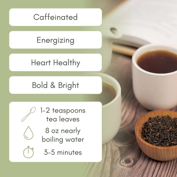 An Infographic description for Organic Earl Grey Tea.