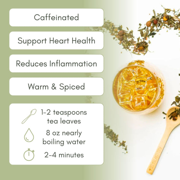 An Infographic description for Organic Healthy Heart Tea.