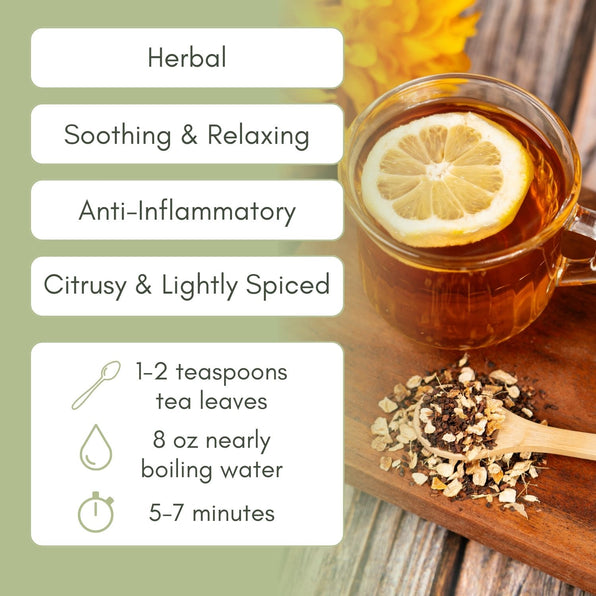 An Infographic description for Organic Honey Lemon Ginger Tea.