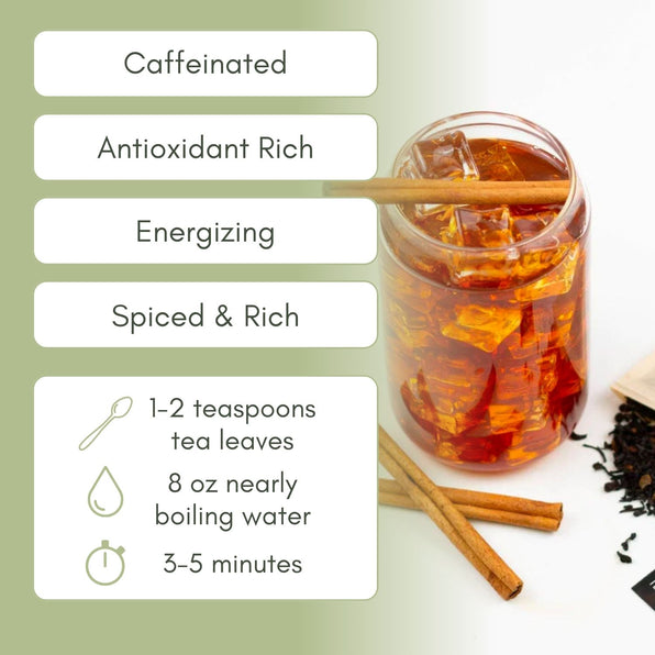 An Infographic description for Organic Hot Cinnamon Tea.