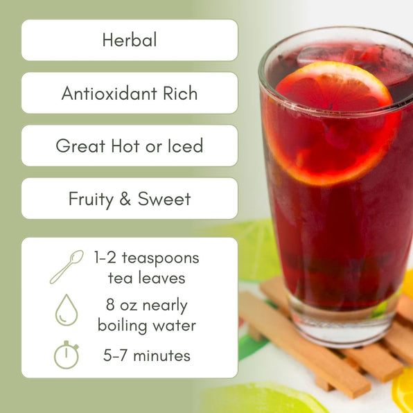 An Infographic description for Organic Sweet Cherry Berry Tea.