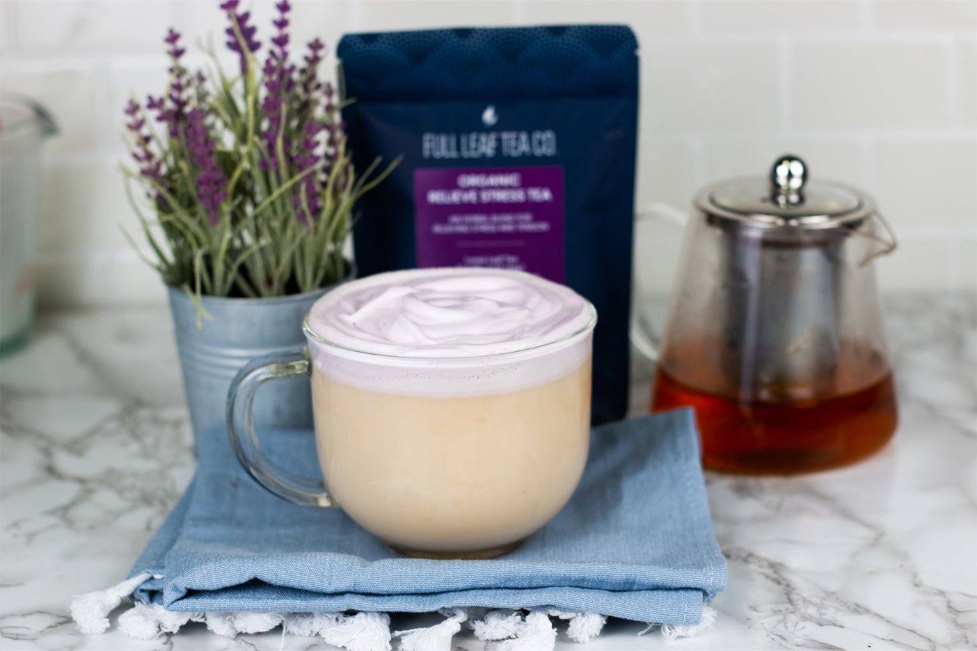 Relieve Stress Tea Latte with Lavender Cream - Full Leaf Tea Company