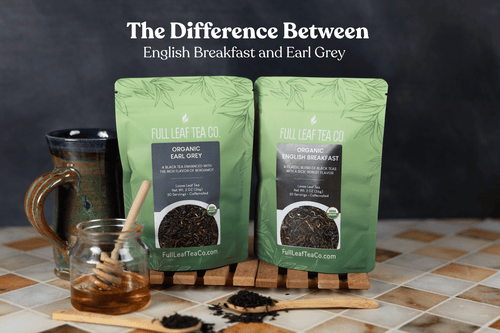 organic english breakfast and earl grey teas in product bags 