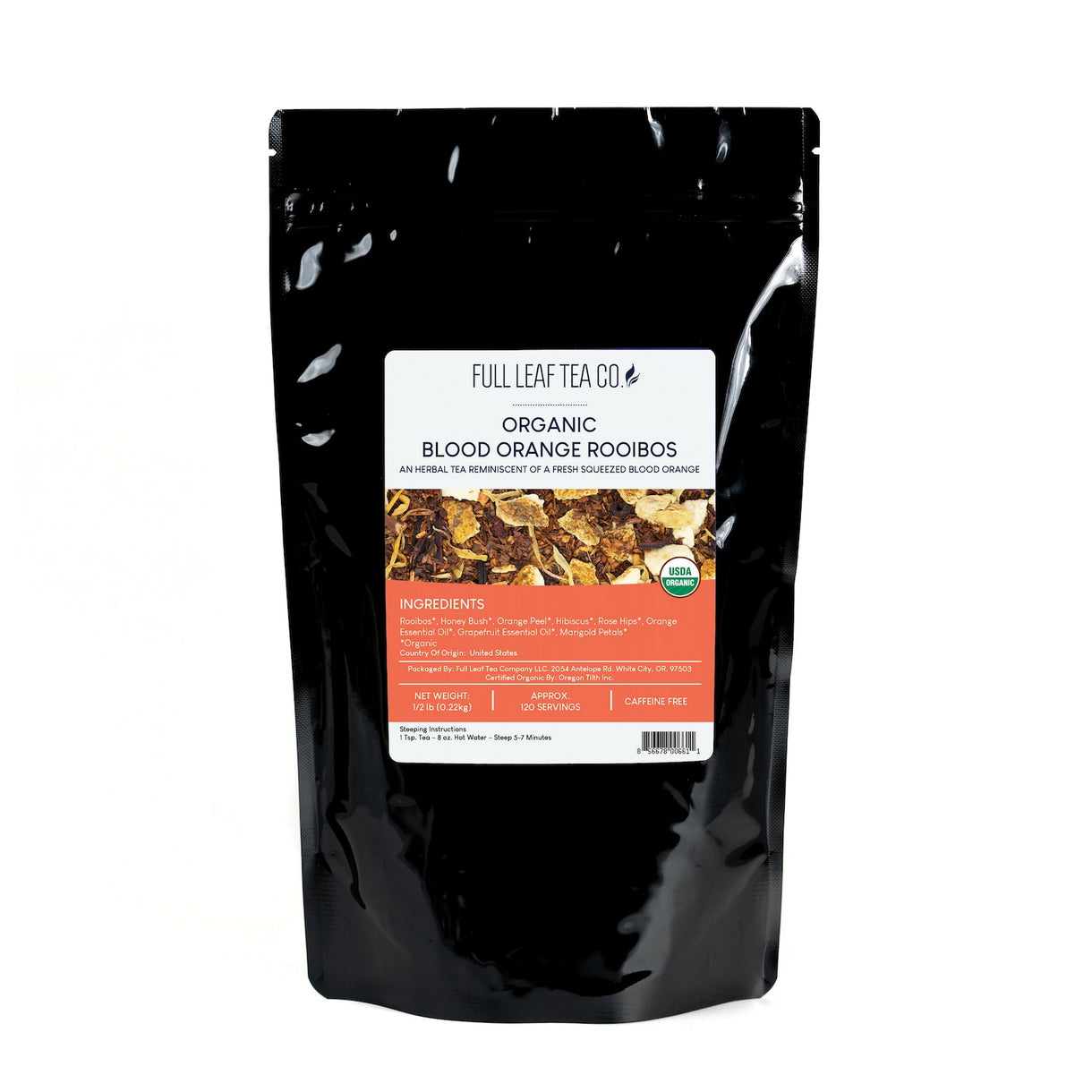 Organic Blood Orange Rooibos - Loose Leaf Tea - Full Leaf Tea Company - 1/2 lb Bulk Bag (approx. 120 servings)