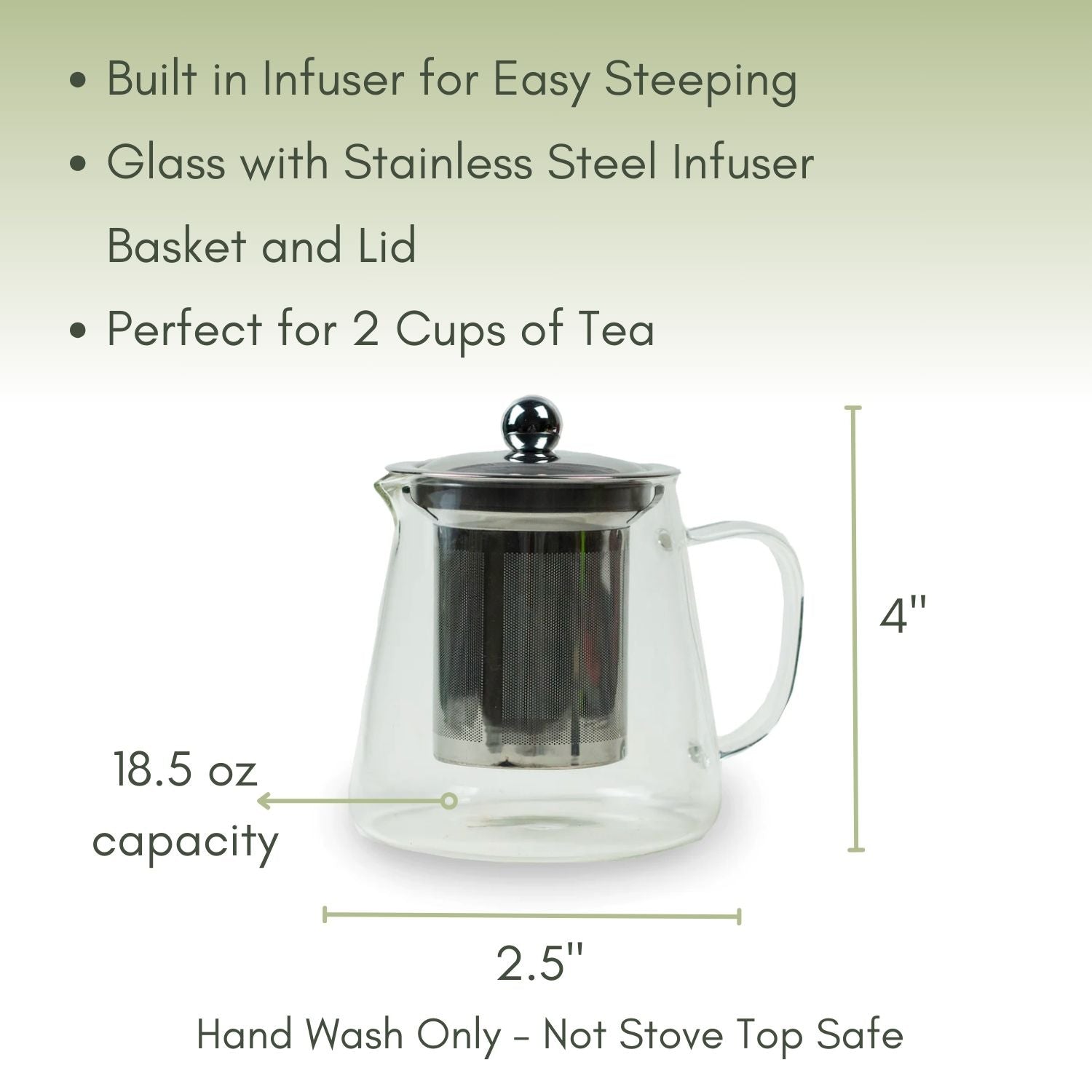 Full Leaf Glass Infuser Teapot-2