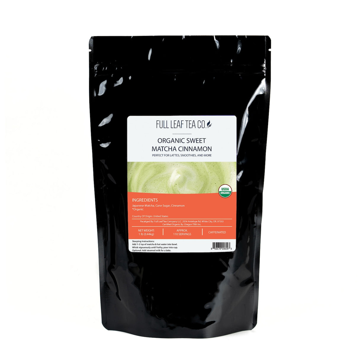 Organic Sweet Matcha Cinnamon - Matcha - Full Leaf Tea Company - 8 oz Bag (approx. 55 servings)