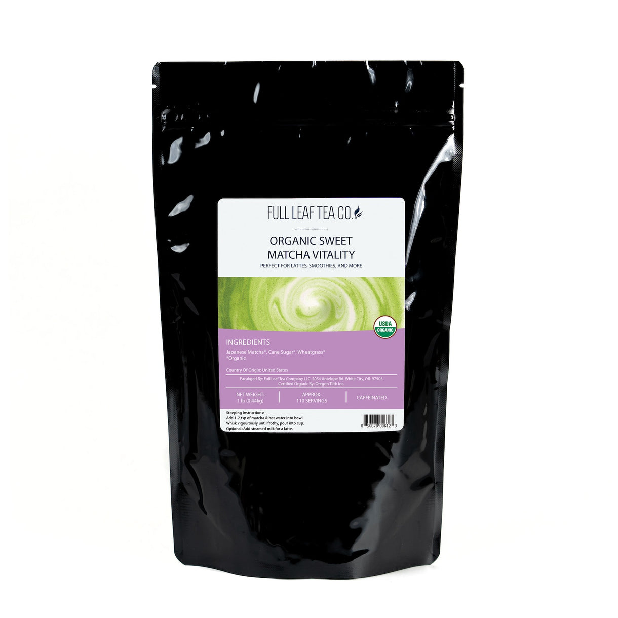 Organic Sweet Matcha Vitality - Matcha - Full Leaf Tea Company - 1lb Bulk Bag (approx. 110 servings) Best Value!