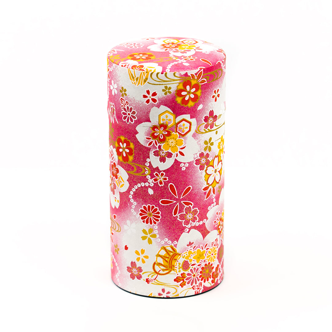 Japanese Tea Canister - Pink Flowers