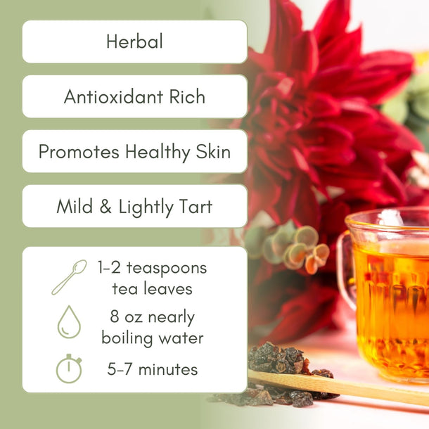 Organic Rosehips - Loose Leaf Tea - Full Leaf Tea Company - Instructions to Steep, Listed on Page