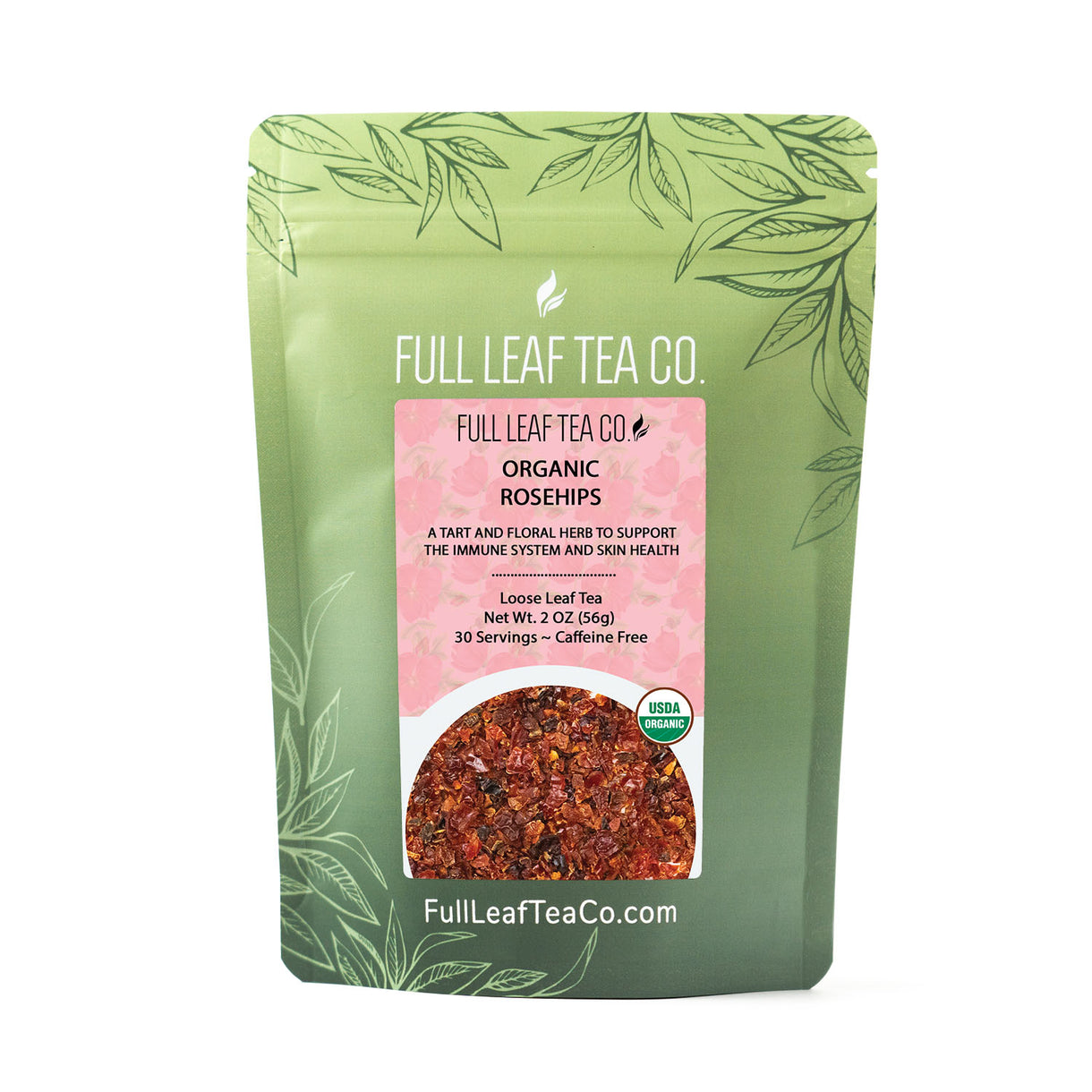 Organic Rosehips - Loose Leaf Tea - Full Leaf Tea Company - 2 oz Bag (approx. 30 servings)