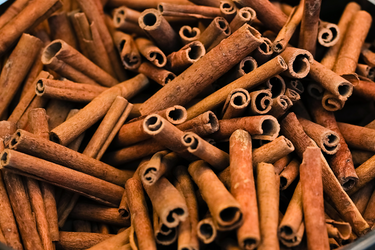 Close-up of a bunch of cinnamon sticks.