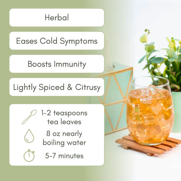 Organic Cold Remedy - Loose Leaf Tea - Full Leaf Tea Company - Instructions to Steep, Listed on Page