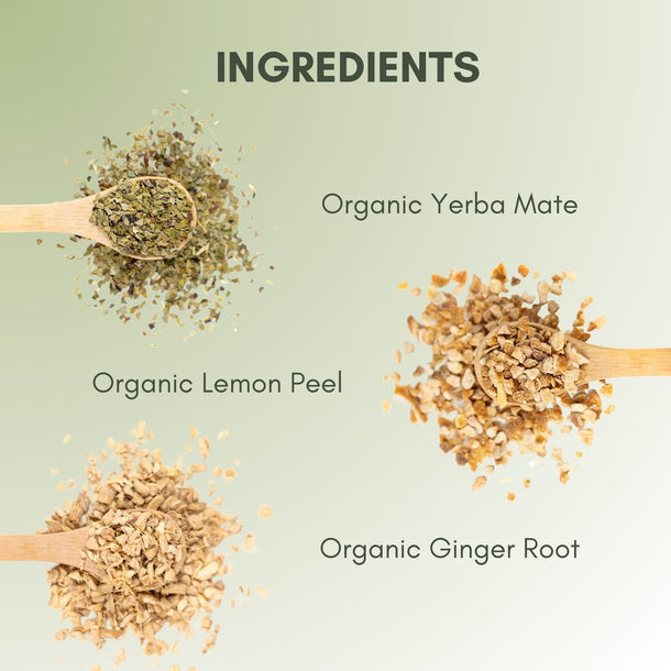 Organic Lemon Ginger Mate - Yerba Mate - Full Leaf Tea Company - Ingredients, Listed on Page