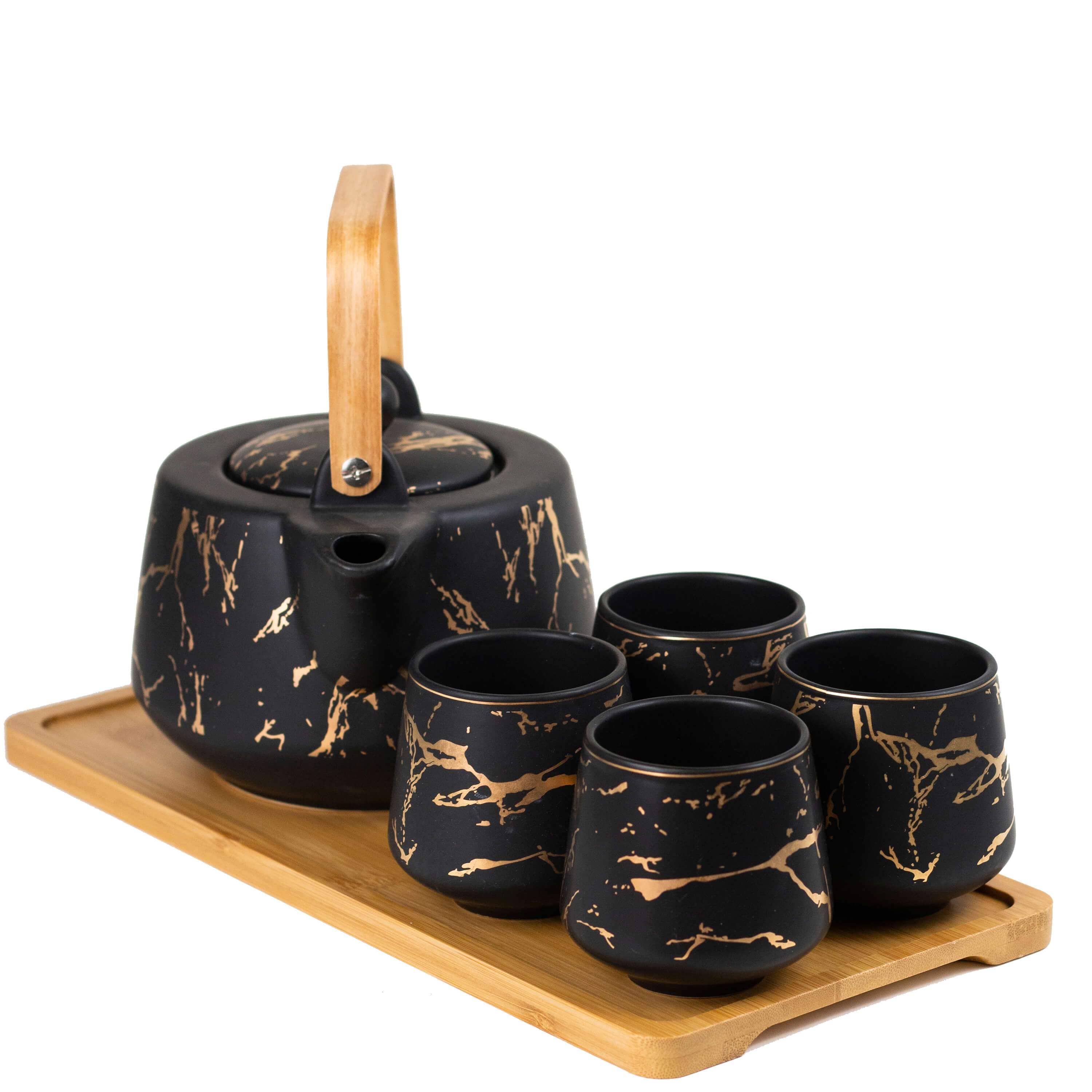 Ceramic Gold Marbled Tea Set - Kitchen & Dining - Full Leaf Tea Company