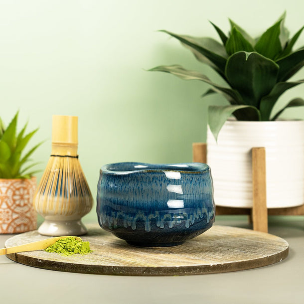 Blue Decorative Matcha Bowl - Accessories - Full Leaf Tea Company