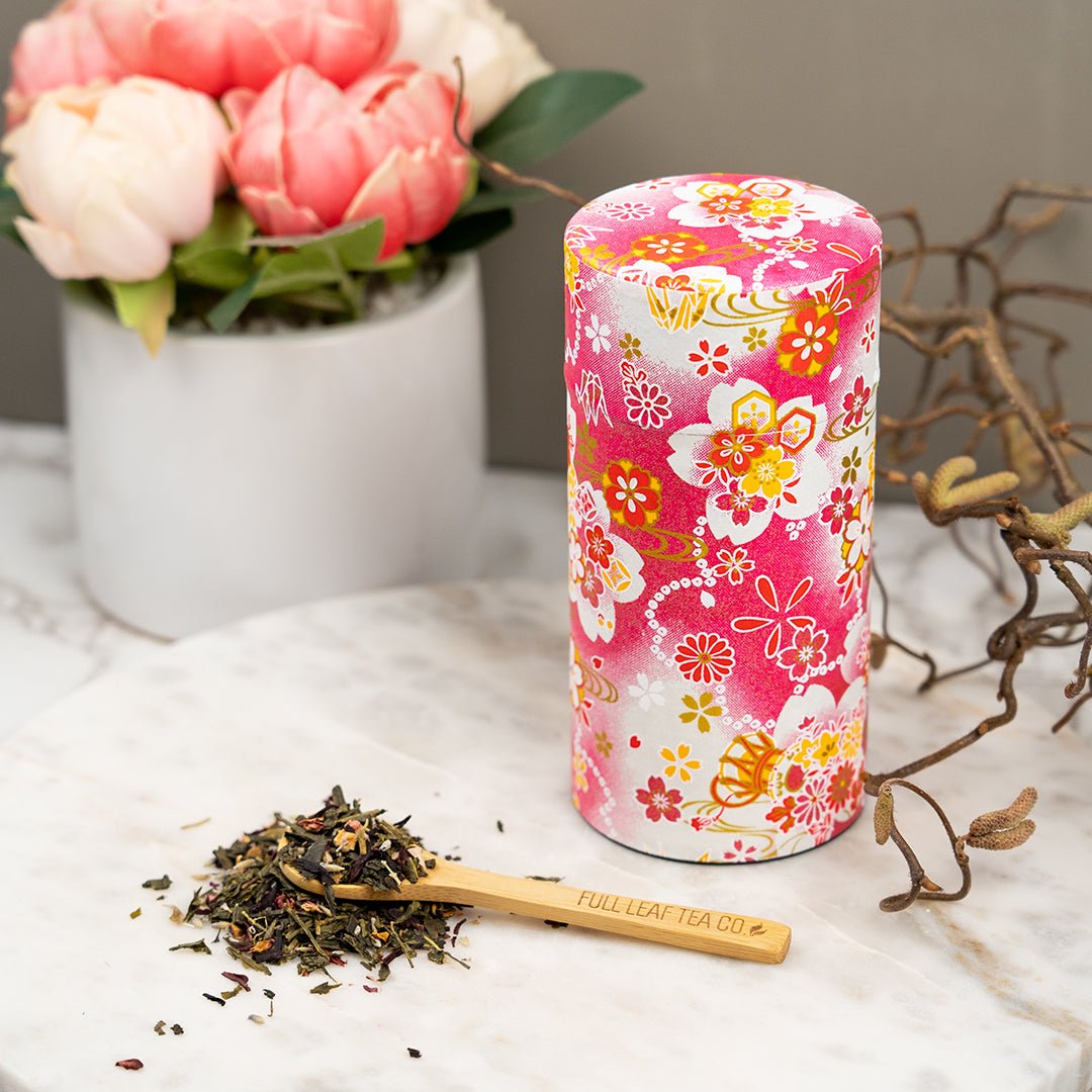 Japanese Tea Canister - Pink Flowers - Accessories - Full Leaf Tea Company