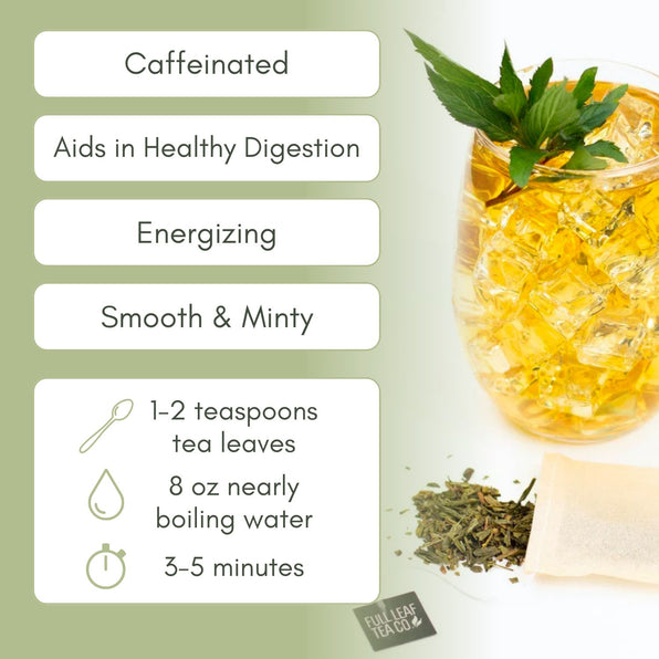 Organic Mint Bliss - Loose Leaf Tea - Full Leaf Tea Company - Instructions to Steep, Listed on Page