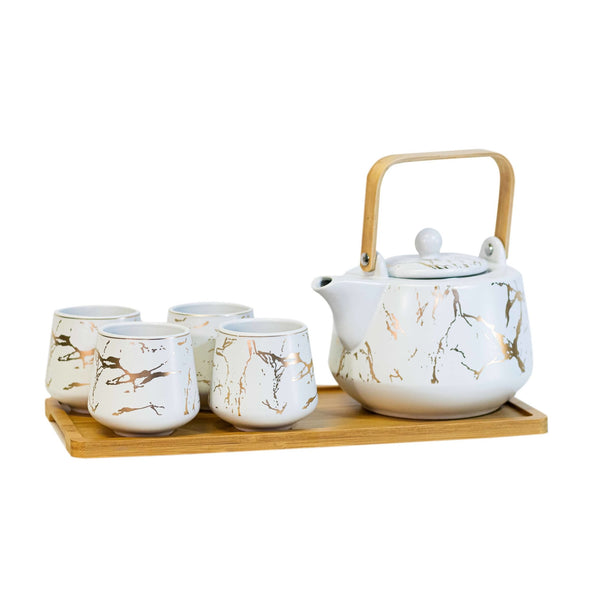 Ceramic Gold Marbled Tea Set - Kitchen & Dining - Full Leaf Tea Company