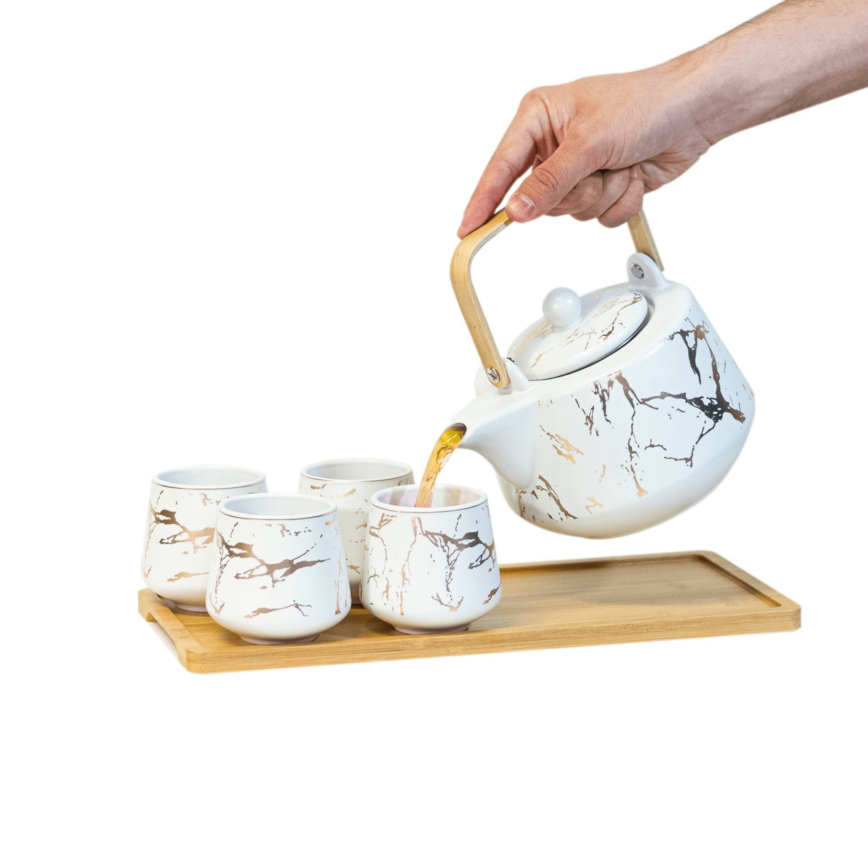 Ceramic Gold Marbled Tea Set - Kitchen & Dining - Full Leaf Tea Company