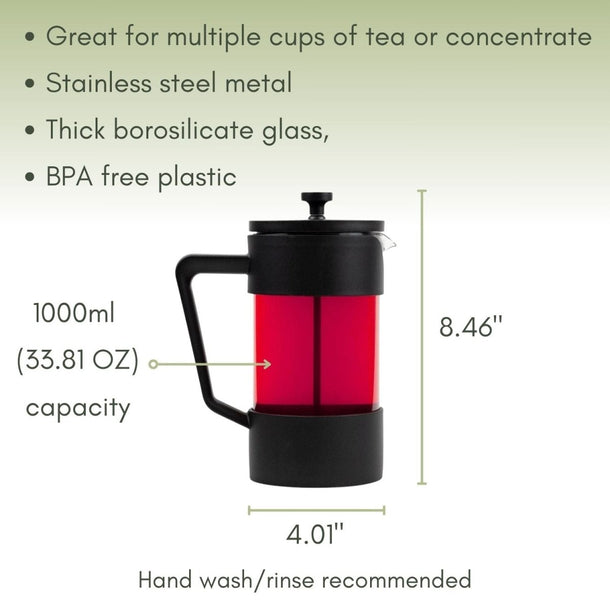 Signature Tea Press - Black - Loose Leaf Tea Glass Tea Press – Full ...