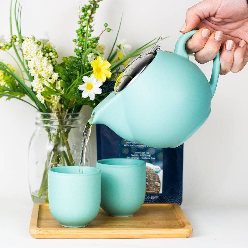 Soft Cyan "Tea for Two"- Ceramic Tea Set  -  Accessories  -  Full Leaf Tea Company