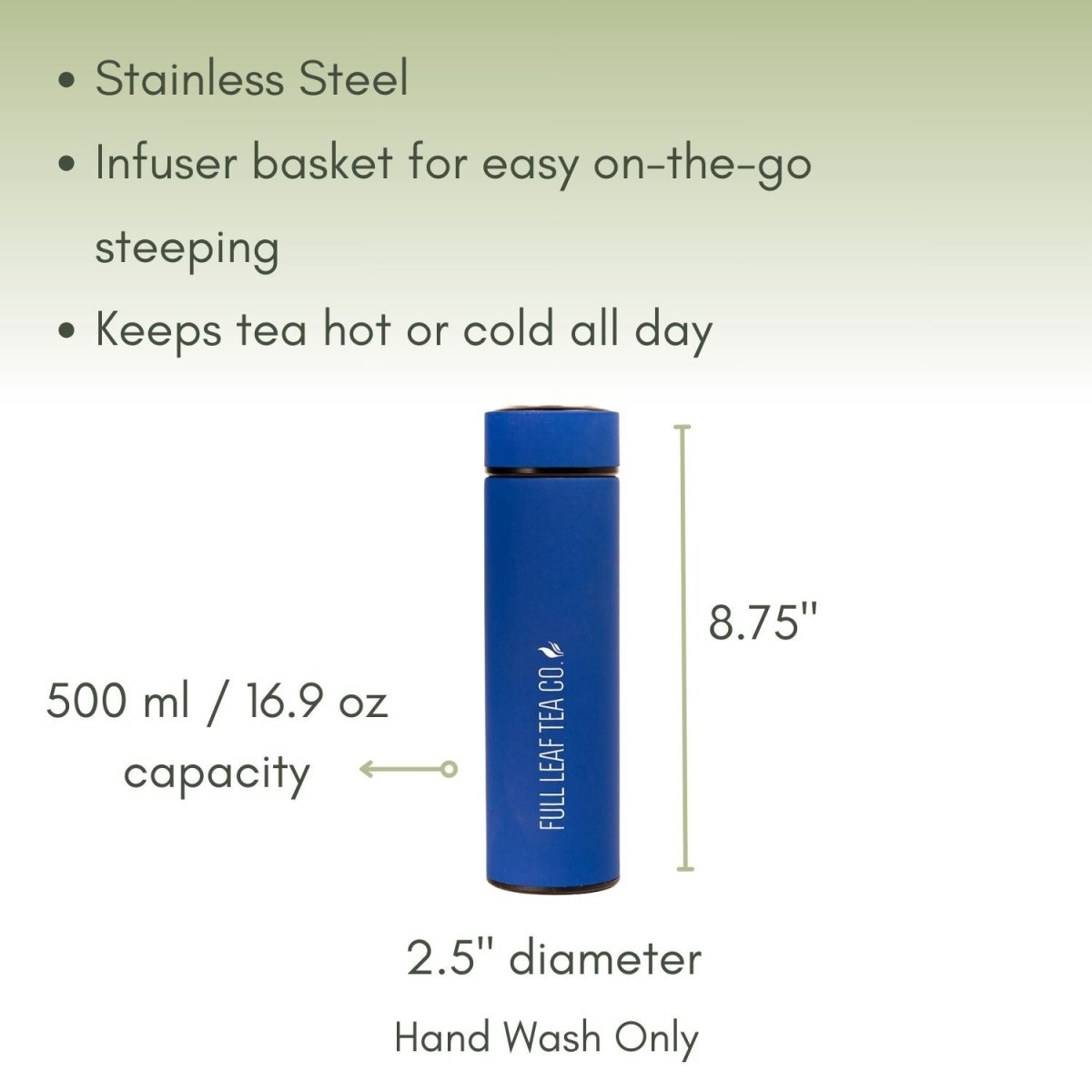 Full Leaf Vacuum Flask Tea Infuser - Accessories - Full Leaf Tea Company - Pacific Blue